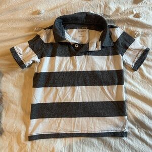 Boys’ Polo Shirt – Gray & White Striped – Size 4T